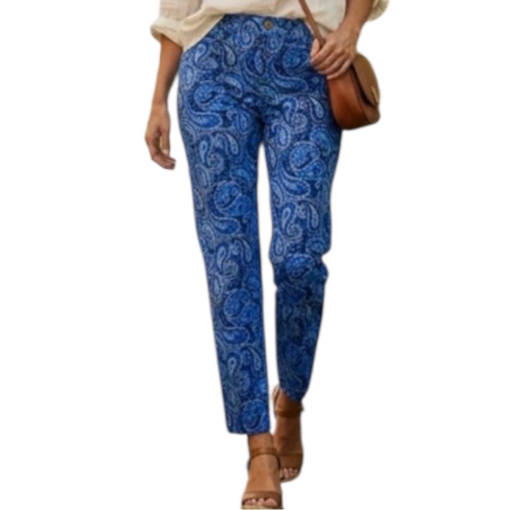 Vintage 90’s Ralph Lauren Blue Paisley Slim Ankle Pants